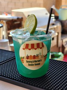 Branded craft cocktail from Thee House of Drinks mobile bar